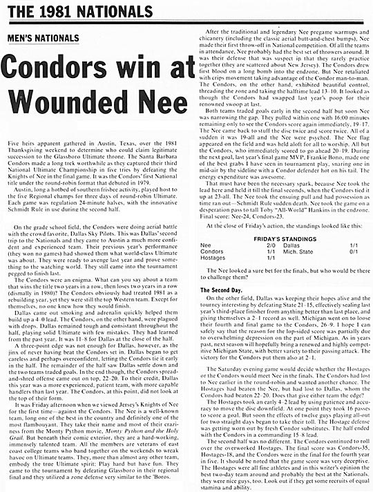 Condors Win at Wounded Nee 1/2